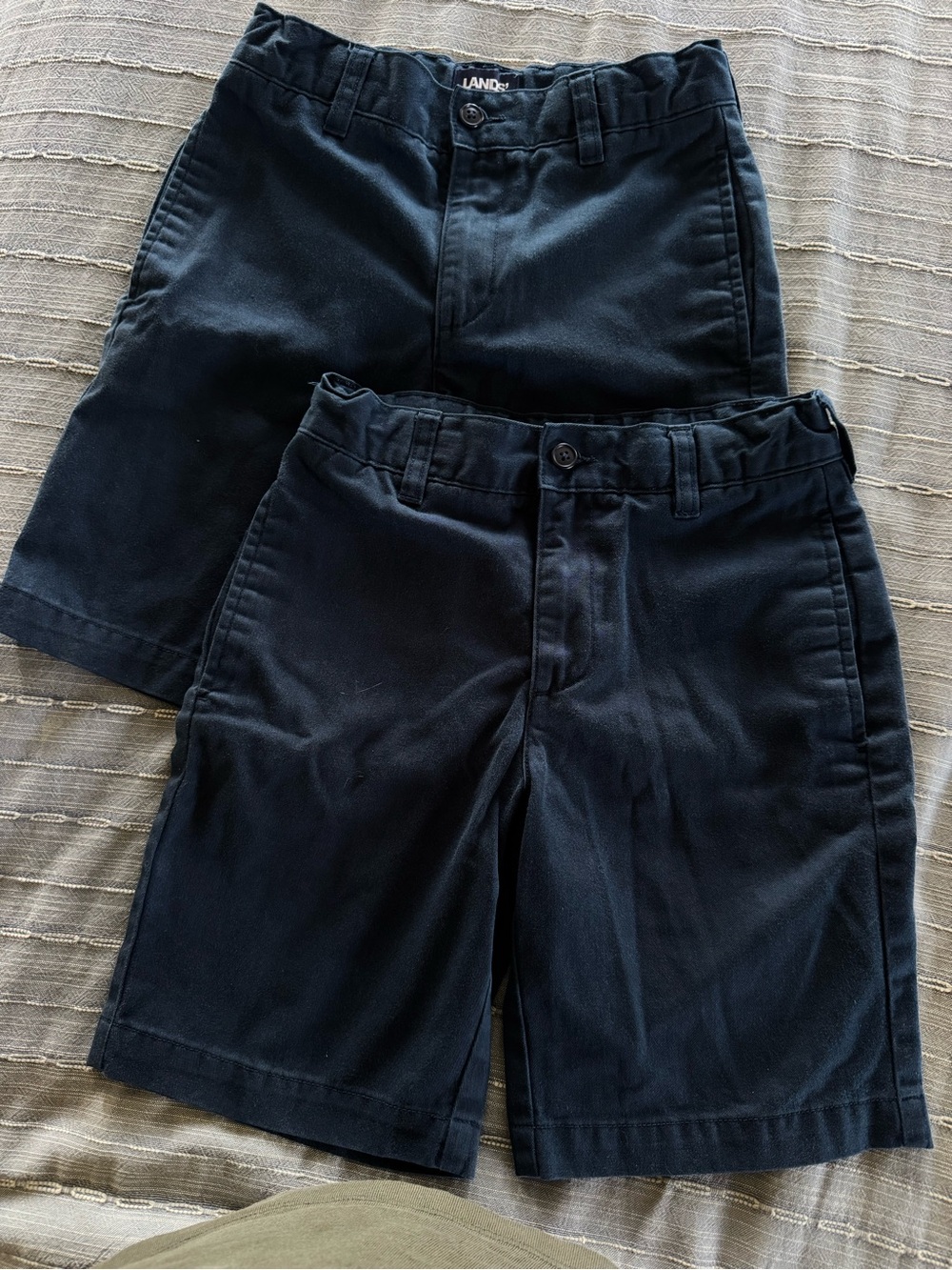 Lands' End Navy Flat-Front Child's Shorts - 2 Pairs!
